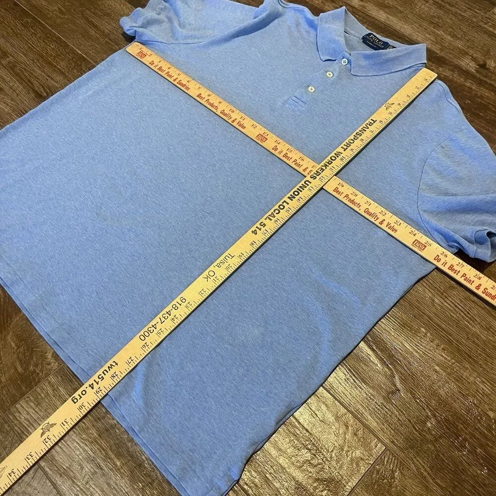 Polo Ralph Lauren Polo Shirt Mens 2XL Blue Short Sleeve Flesh Pony Classic Fit - Picture 5 of 6